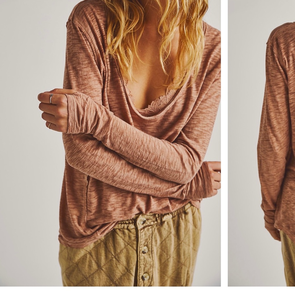 FREE PEOPLE It’s a Secret Long Sleeve Tee M Medium NWT